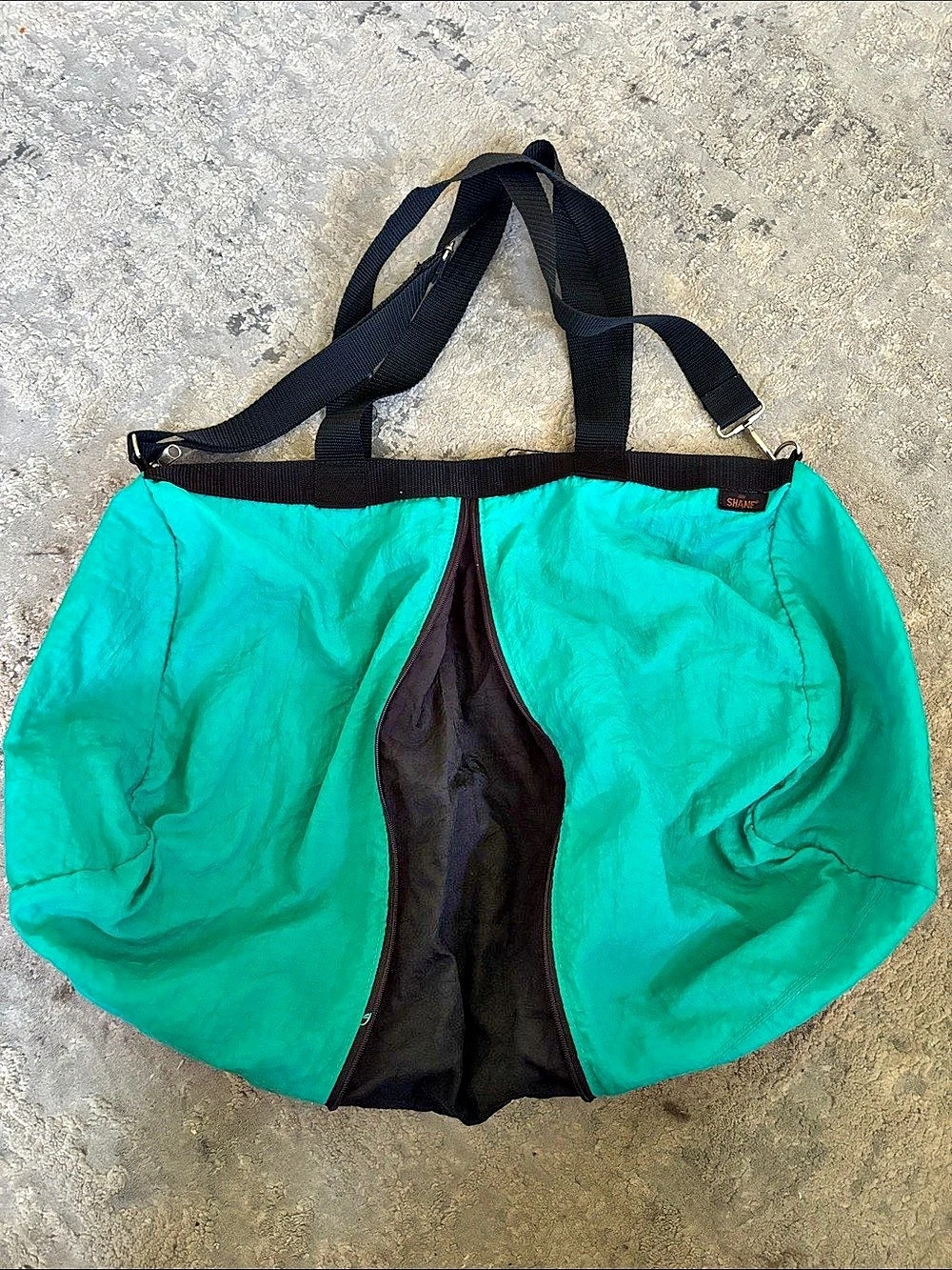 VINTAGE 80s SHANE Green & Black Tote Bag
